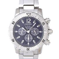 Vyriškas „Seiko“ SSC221P1 (Seiko SEIKO IMPORT Solar Chrono SS apyrankė 10BAR BL) Žiūrėti daugiarankį analoginį