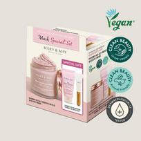 Mary&May Veganiškas rožių hialurono drėkinamasis nuplaunamas paketas specialus rinkinys (125g+30g) blue