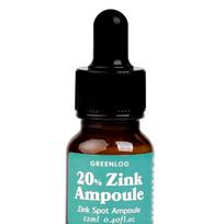Green Log Zinc Spot Purulent Acne Ampoule Folliculitis Chin Acne Trouble Pure Zinc Oxide 200000ppm Oil Care, 1 piece, 12ml black