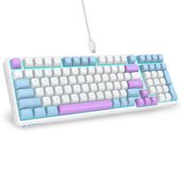 Gaming Keyboard Silver Wood Switch Mechanical USB Wired English 99 Full Key Hot Silver Mechanical Gaming Keyboard with Single Color Full Key
