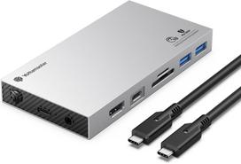 Yottamaster USB Hub with 4K 3 USB 1 USB Card and PD for USB C Docking Compatible with MacBook Air and Other Type C Laptops 10-in-1 Type-C HDMI, gray