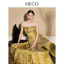 New Chinese Style Rose Dragon Jacquard Bandeau Top L geltona