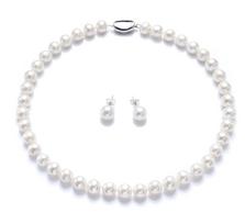 Freshwater Pearl Necklace Earrings Set in a Luxury Gift Genuine pearls for formal occasions such as and entrance [Tsuya Tamaururu] 7mm-7.5mm & white