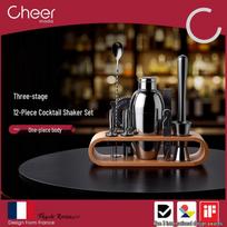 Cheer 12-Piece Bartender Cocktail Shaker Set black