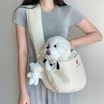 Tulshop dog sling bag strawberry embroidery swaddling bag dog walking bag carrying bag gray