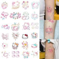 Hello Kitty tatuiruočių lipdukai, tatuiruočių rinkinys, draugystės, poros dovanų rinkinys 24 vnt., rožinės katytės tatuiruočių lipdukai 12 vnt., pristatymas atsitiktinai white
