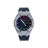 CASIO Unisex skystųjų kristalų/analoginis dvigubo ekrano serijos juodas laikrodis GA-2100-1A- Cloud Wild Rainbow black