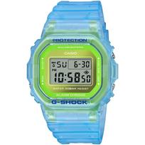 Casio G-Squad G-Shock Mažas kvadratinis Vasaros ledų spalvų blokas Kvarcinis mechanizmas Dervos dirželis Vyriški laikrodžiai Pilkas DW-5600LS-2PR Turquoise Watch Case green