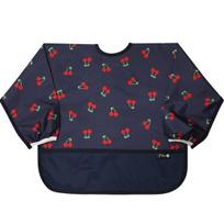 Pli? color matching waterproof long-sleeved bib, 03 dark cherry, 1 piece, 1 piece black