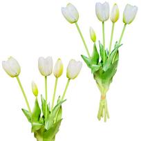 White tulips - rubber bouquet with tulips 39 cm real touch color 6