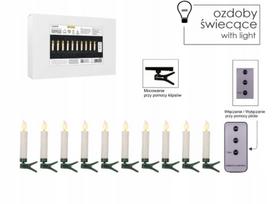 LED kalėdinės žvakutės su spaustukais, 10 vnt., 1,9 × 9 cm