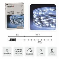 LED dekoratyvinė girlianda GardenPlus+, 100 m, šaltai balta, 8 režimai