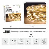 LED girlianda ant plonos vielutės su rite, 500 lempučių, šilta balta šviesa, 50 m