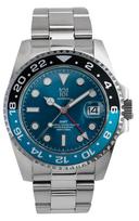NAUJAS Modelis Hyakuichi Mechaninis Laikrodis Automatinis Rankinis Užvedimas GMT Laikrodis 200m Atsparus Vandeniui Data Nerūdijančio Plieno Apyrankė Vikingų Mėlyna [HYAKUICHI 101] sidabras
