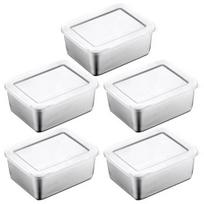 Nerūdijančio plieno maisto laikymo indai Hermetiški užkandžių indai su dangteliu Sukraunamas pietų dėžutė kempingams, iškyloms, mokyklai 5pcs