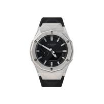 CASIO Vyriškas Juodas Laikrodis su Skystųjų Kristalų/Analoginiu Dvigubu Ekranu GA-2100-1A- Silver Black Warrior black