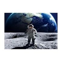 Astronautas, geriantis alų mėnulyje, žiūrėdamas, kaip žemė naikina modernią drobę. Tapyba Plakatai Spaudiniai Svetainės siena Meno paveikslėliai Šiuolaikinis namų dekoras 20x30cm With Frame raudona