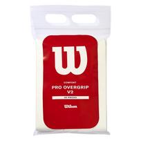 Wilson Pro Overgrip V2.0 Tennis/Badminton Grip Tape, Wet Type, Pack of 30, White, WR8449901001 balta