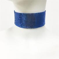 Jewelry Sequined Choker Neck Chain Nightclub Style Niche Design Feeling Neck Jewelry Women's Style Short Necklace blue