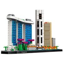 [Real Night-Lego Compatible Block-Architecture] QZ Singapore City QZ World Landmark Building Block, Mix blue