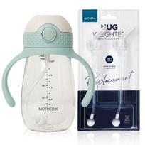 Mother K Infant Hug Chu Straw Cup 300ml + Chu Straw Refill 2p Set, Mint (Chu Straw Cup), 1 set white