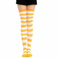 Moterims merginoms iki kelių elastinės dryžuotos kojinės šiltos ilgos Cosplay daugiaspalvės anime kojinės beige