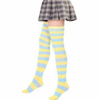 Moterims merginoms iki kelių elastinės dryžuotos kojinės šiltos ilgos Cosplay daugiaspalvės anime kojinės beige