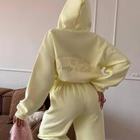 Womens Oversized Hooded Sweatshirt Straight Leg Pants Set With Embroidered Letters Streetwear Casual Two-Piece Outfit Large geltona