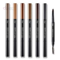Kvadratinis plokščias tipo automatinis antakių pieštukas The Face Shop fmgt Designing Eyebrow, 05 Tamsiai rudas, 2 vnt. gray