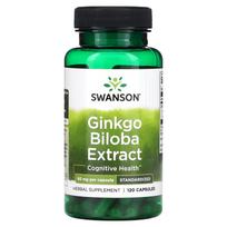 Swanson, Ginkgo Biloba ekstrakto, 60 mg, 120 kapsulių
