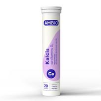 AMBIO KALCIS SU VITAMINU D3 (APELSINŲ SKONIO), 20 šnypščiujų tablečių