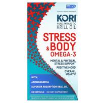 Kori, pure Antarctic krill oil, stress & body omega-3, ashwagandha, 80 softgels