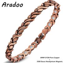 ARADOO variniai apyrankės moterims 99,9 % gryno vario magnetinė reguliuojama apyrankė su dydžio nustatymo įrankiu Papuošalų dovanos 20cm brown
