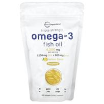 Omega-3 Fish Oil, Triple Strength, Lemon, 120 Softgels (1,400Mg per Softgel)