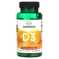 Swanson, Vitamin D3, 400IU (10mcg), 250 softgels