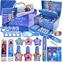 Disney Princess Frozen 2 kosmetikos rinkinys su nešiojamuoju dėklu, į kurį įeina Disney kosmetika ir makiažas, kosmetinis makiažas Elsa rankena, 23 dalių rinkinys, lipdukai, vaikams mėlyna