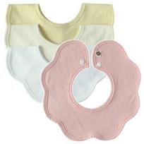 Bunny Blossom summer rolling bib 4-piece set, peach + butter yellow + beige + back eye, 1 set, korean baby products white