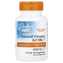 „Doctor's Best“, natūralus vitaminas K2 MK-7 su MenaQ7, 45 mcg, 60 vegetariškų kapsulių