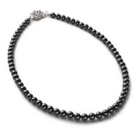Pearl Long Necklace Grand Premium Pearl Necklace for Women 42cm 6mm Gray x Silver [VOTRE COUTURE] gray