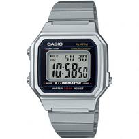 Casio Vintage Digital Watch B650WD-1AEF Unisex Stainless Steel Band Retro Square 50m Water Resistant LED Light Alarm Timer (B-650WD-1A) gray