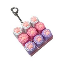 9 Keys Keyboard Key Toy Cat Paws Finger Button Stress Relief Toys Mechanical Keyboard Keycaps Keychain Office Decompression Calm white