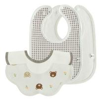 Bunny Blossom 4-piece basic baby bib set, cocoa, 1 set white