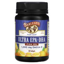 Barlean's, Fresh Catch Fish Oil, Omega-3, Ultra EPA/DHA, Orange Flavor, 60 Softgels