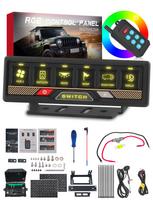 Chelhead jungiklių skydelis su Bluetooth nuotolinio valdymo pultu RGB apšvietimui ir pulsavimui bei individualioms transporto priemonėms 6 jungiklių valdymas, (Iki 230 pėdų), Pritemdymas, black