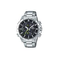 Casio Edifice Fashion Trend Gradient Coating Business Bluetooth Connection Sports Waterproof Quartz Movement Stainless Steel Strap EQB-900D-1APR Silver/Black black
