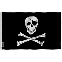 Anley Fly Breeze 3x5 Foot Jolly Roger Flag with Patch Pirate Flags Polyester 60x90cm white