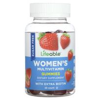 Lifeable, multivitamin gummies for women, sugar-free, natural strawberry flavor, 60 gummies