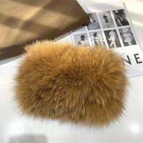 Madingas moteriškas tikro lapės kailio šalikas, mergaitiškas šiltas minkštas megztas geras elastingas tikro lapės kailio galvos apdangalas, firminis tikro lapės kailio žiedinis šalikas One Size brown