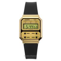 Casio Vintage Skaitmeninis Dervos Dirželis Kvarcinis A100WEFG-9A Unisex Laikrodis auksas
