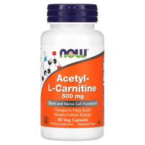 NOW Foods, acetil-L-karnitinas, 500 mg, 50 daržovių kapsulių